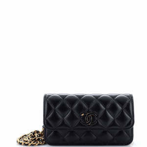Chanel CC Resin Flap Phone Holder with Chain Quilted Lambskin